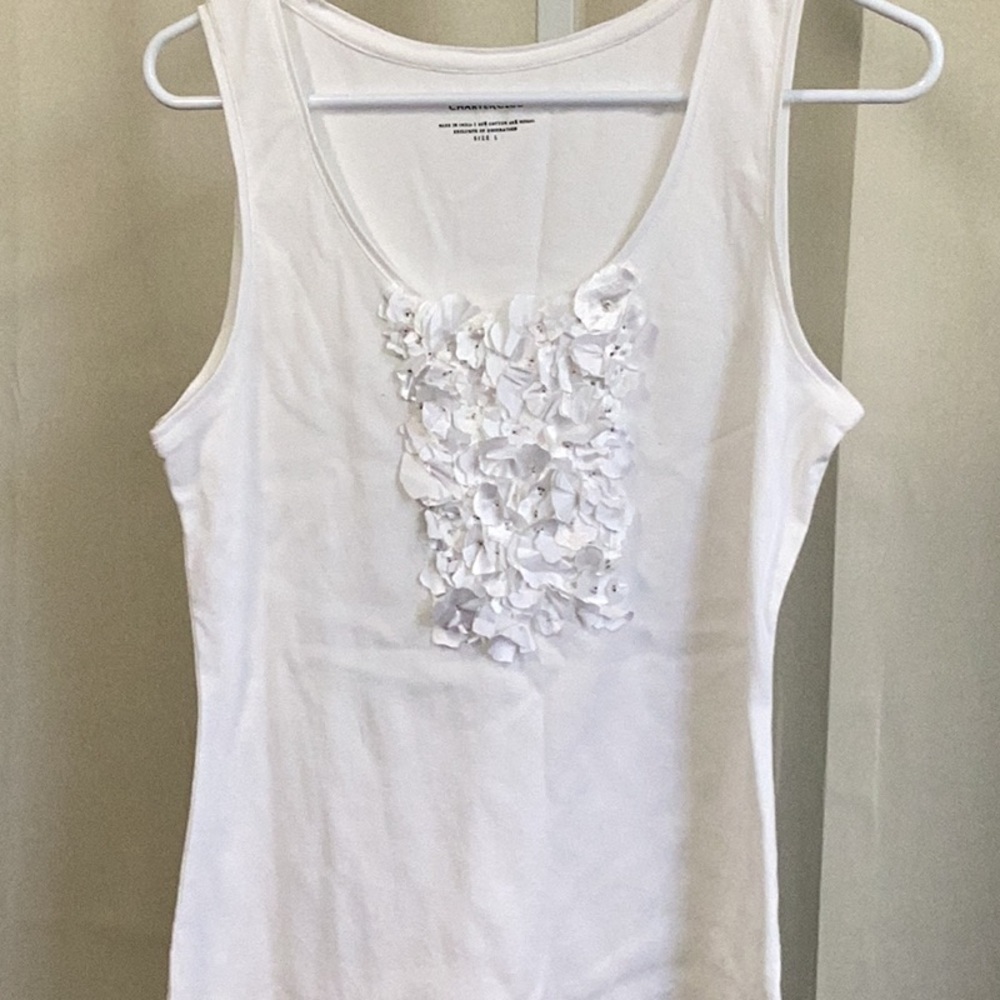 Charter Club white ruffle Tshirt
